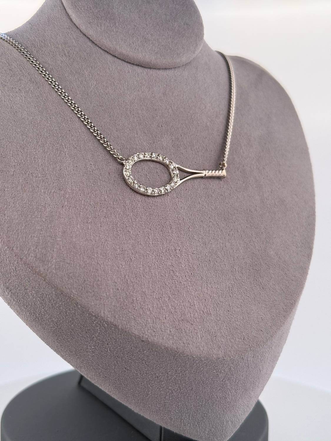 Love Love Tennis - Women's Diamonds Galore Tennis Racket Necklace - Rack Hunt