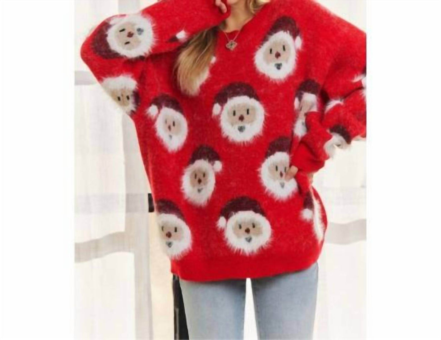 Midwest Tees - Santa Claus Fluffy Long Sleeve Sweater - Rack Hunt -