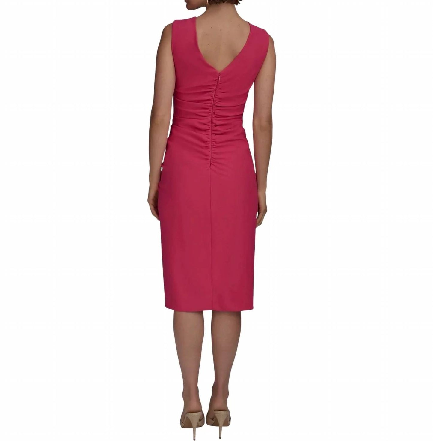 New York Ruched Draped Sleeveless Sheath Dress
