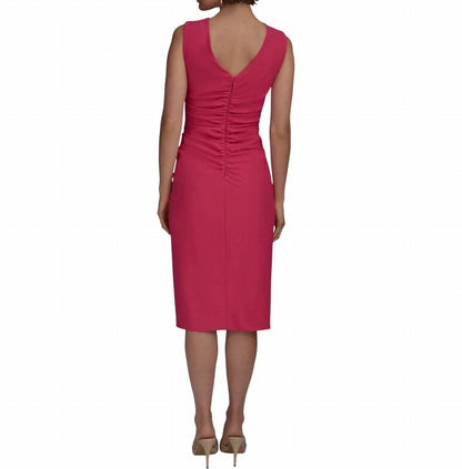 New York Ruched Draped Sleeveless Sheath Dress