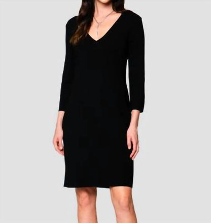 Vanessa Milano Knit Three Quarter Sleeves Sheath Midi Dress