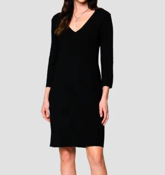 Vanessa Milano Knit Three Quarter Sleeves Sheath Midi Dress