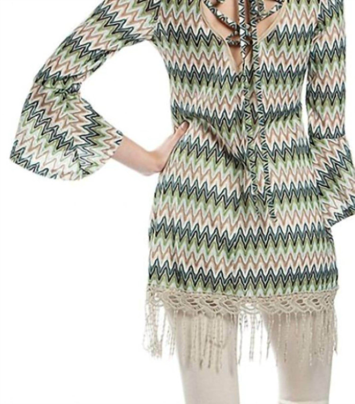 A'REVE - Back Lace Up Fringe Tunic Top - Rack Hunt -