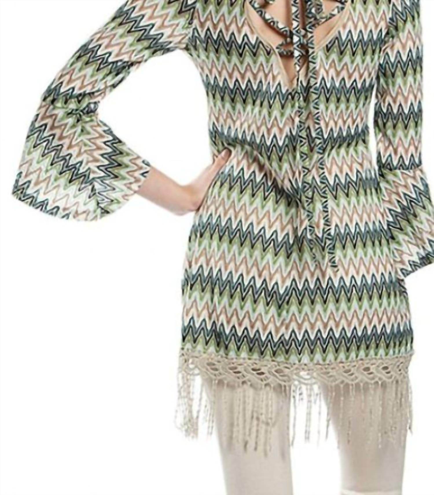 A'REVE - Back Lace Up Fringe Tunic Top - Rack Hunt -