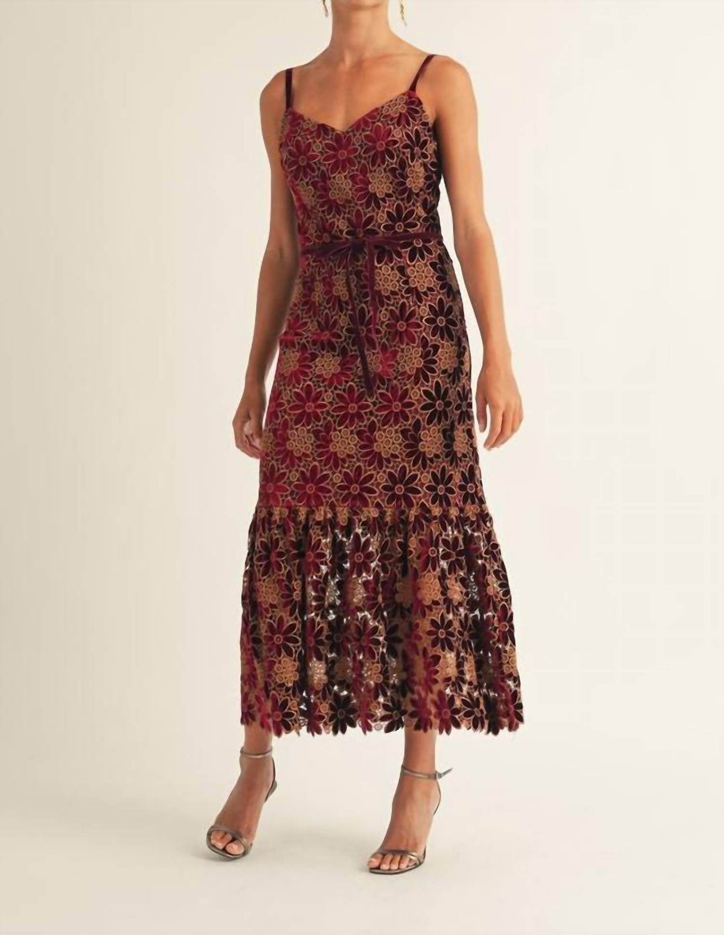 BABE - Vera Velvet Floral Midi Dress - Rack Hunt -