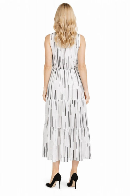 Sleeveless Ribbon Tie V-neck Dress