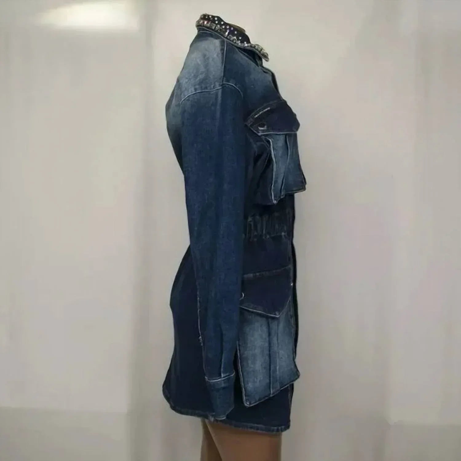 PHILIPP PLEIN - Women's Long Sleeve Strass Denim Cargo Jacket - Rack Hunt