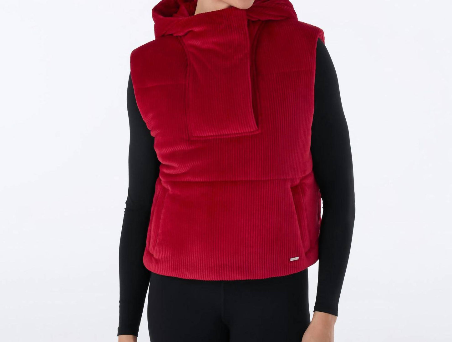 Ribbed Velour Puffer Vest