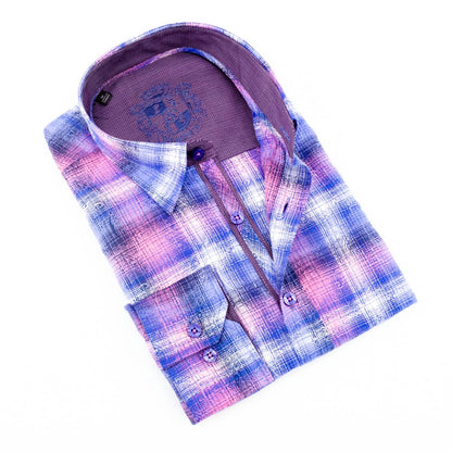 Paisley Over Checkered Jacquard Shirt