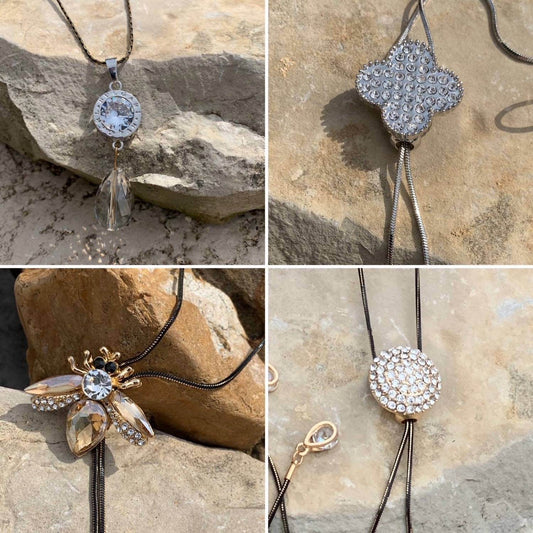 Must Haves by Paula - Women's 4 Pieces Crystal Bolo Necklaces - Rack Hunt -