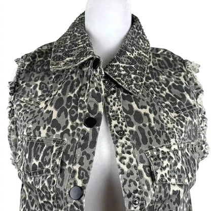 English Rose - Women's Animal Print Distressed Vest - Rack Hunt