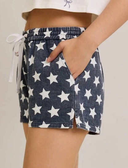 Star Print Denim Shorts