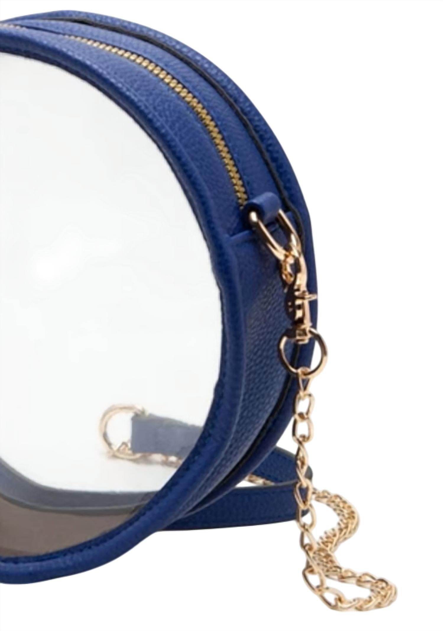 Hana - Solid Color Trim Clear Round Crossbody Bag - Rack Hunt -