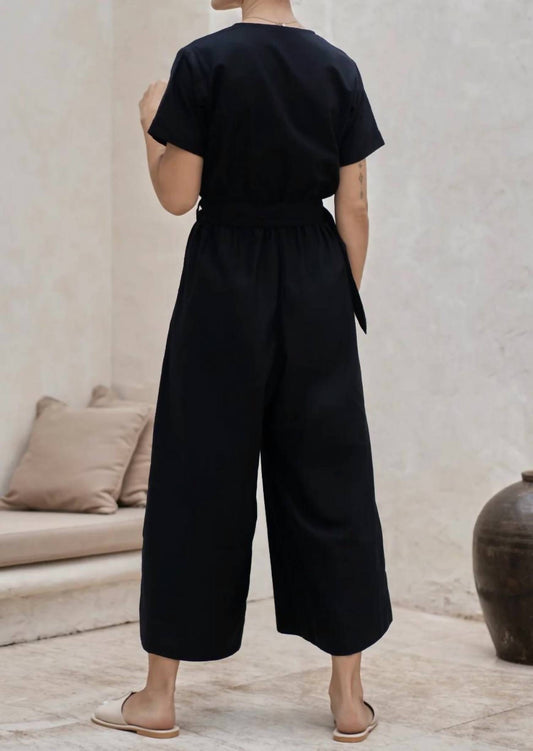Evora Linen Belted Jumpsuit