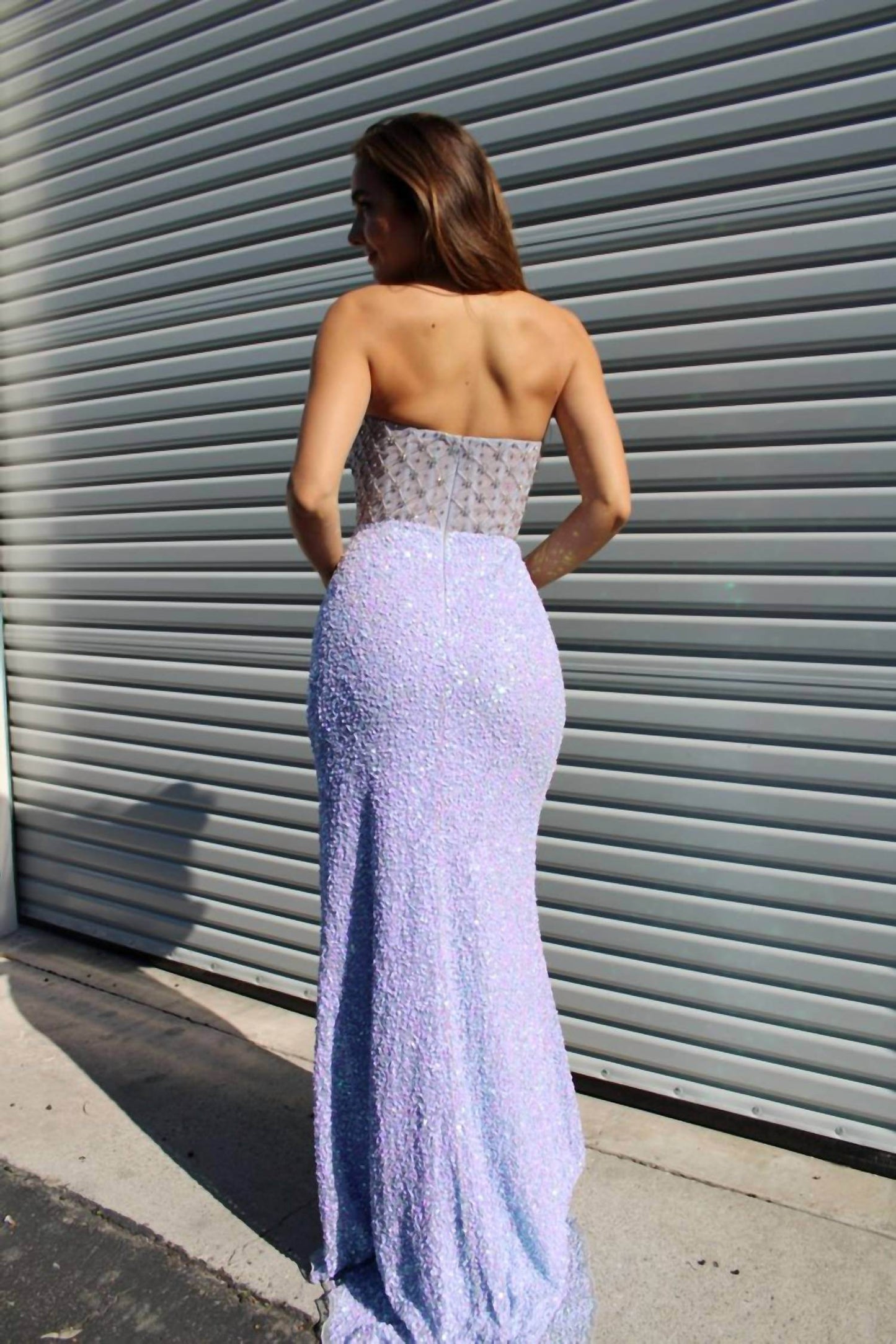 Aleta - Long Fitted Beaded Formal Prom Dress - Rack Hunt -