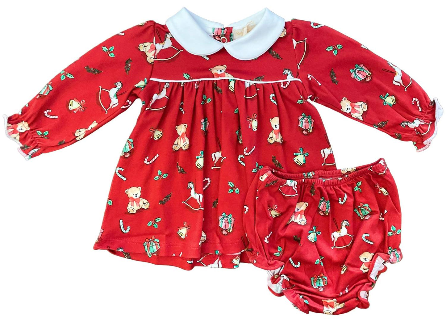 Kid's Joyful Christmas Printed Dress With collar