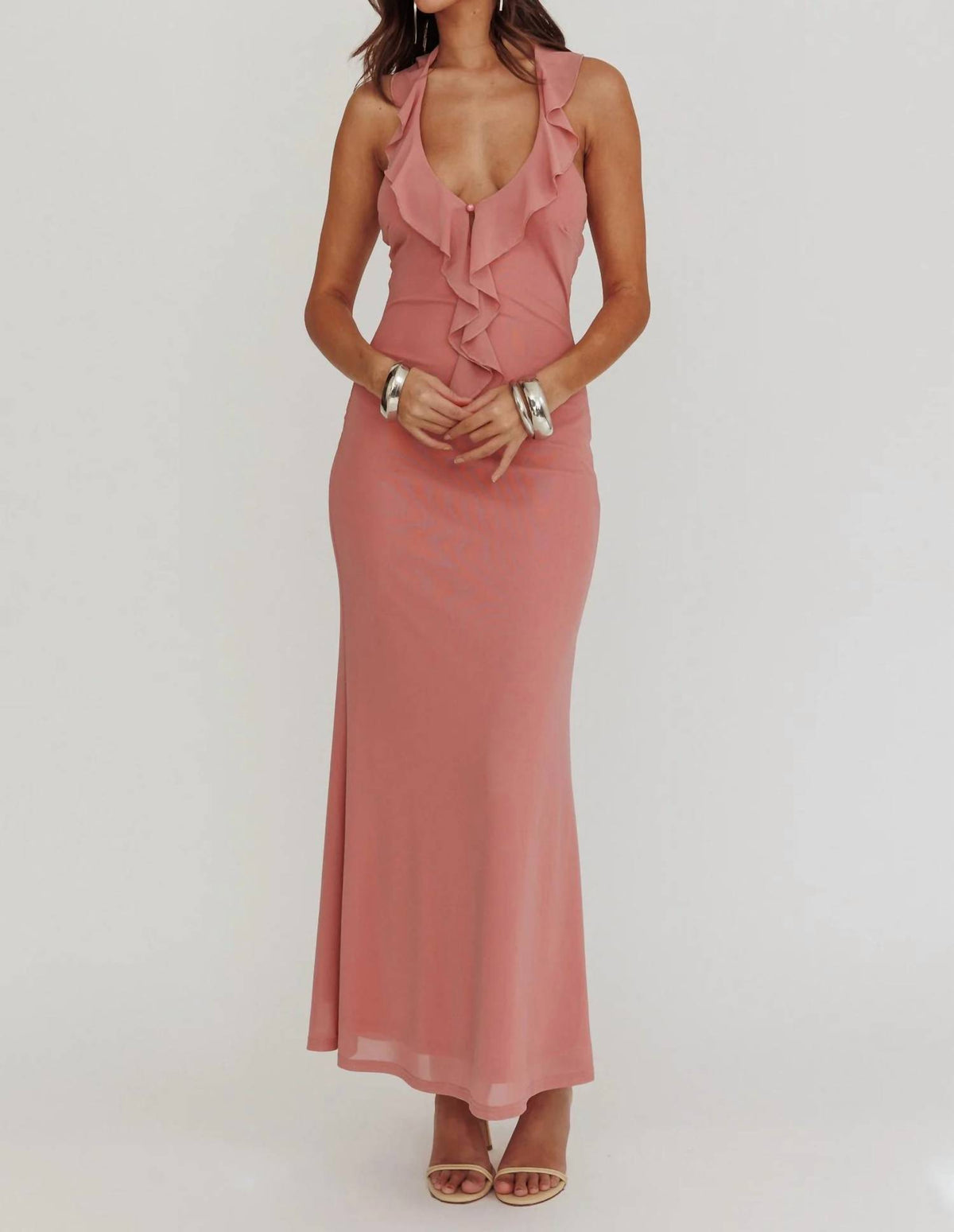 Rosey Ruffle Front Maxi Dress