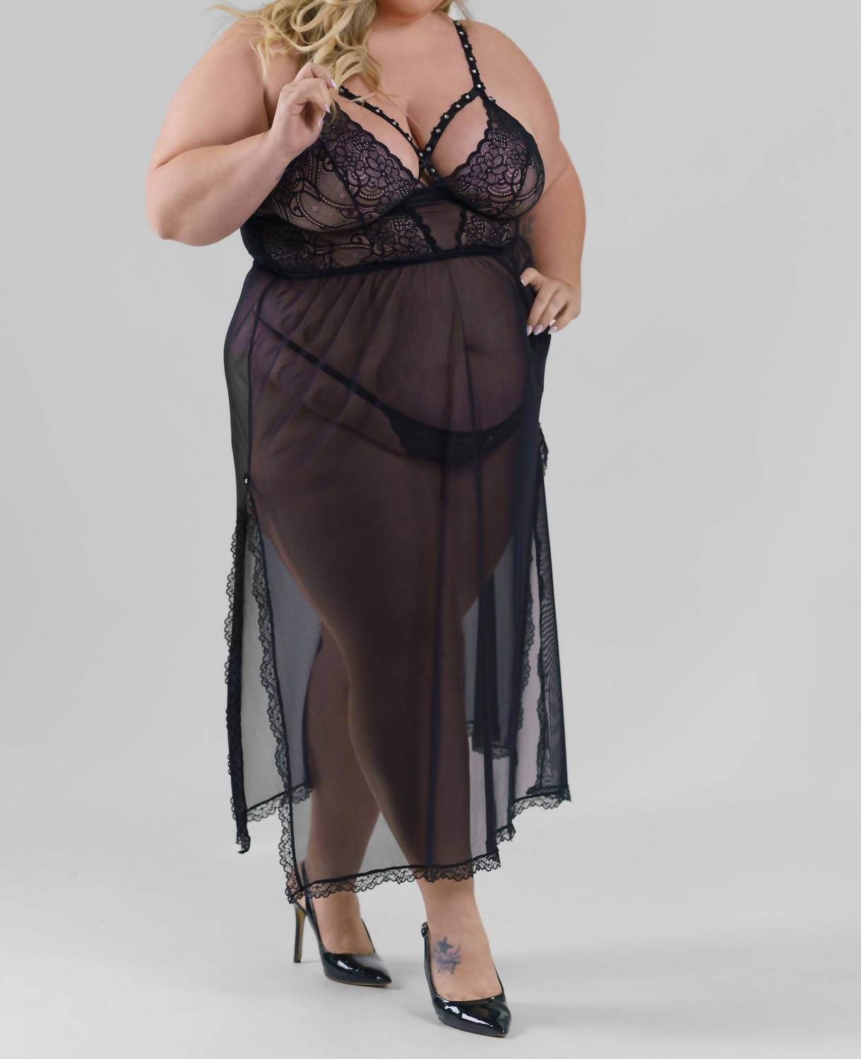 ISAYES - Sheer Long Nightwear Gown - Plus - Rack Hunt -