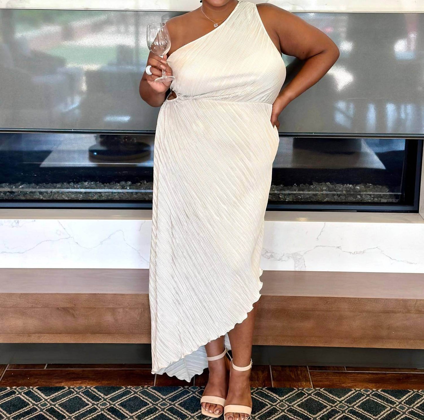 The Curve LA - Lizzo One Shoulder Pleated Dress - Rack Hunt -