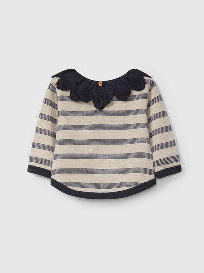 Girl's Lace Trim Collar Sweater