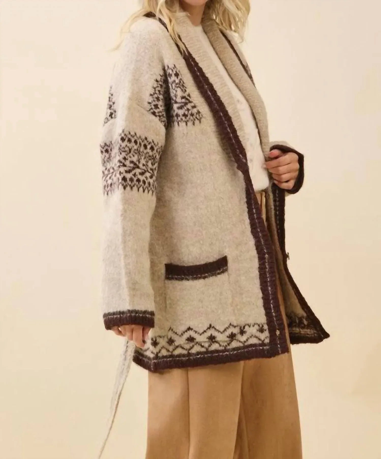 LOVELO - Fuzzy Knit Belted Cardigan - Rack Hunt