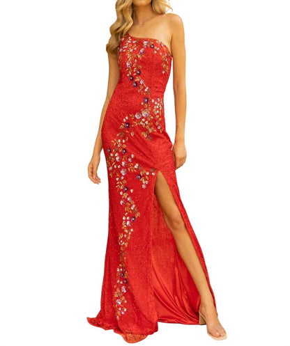 One Shoulder Neckline Gown