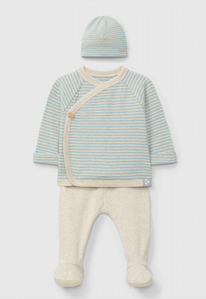 Kid's Long Sleeve Komono With Footie Legging And Hat Set