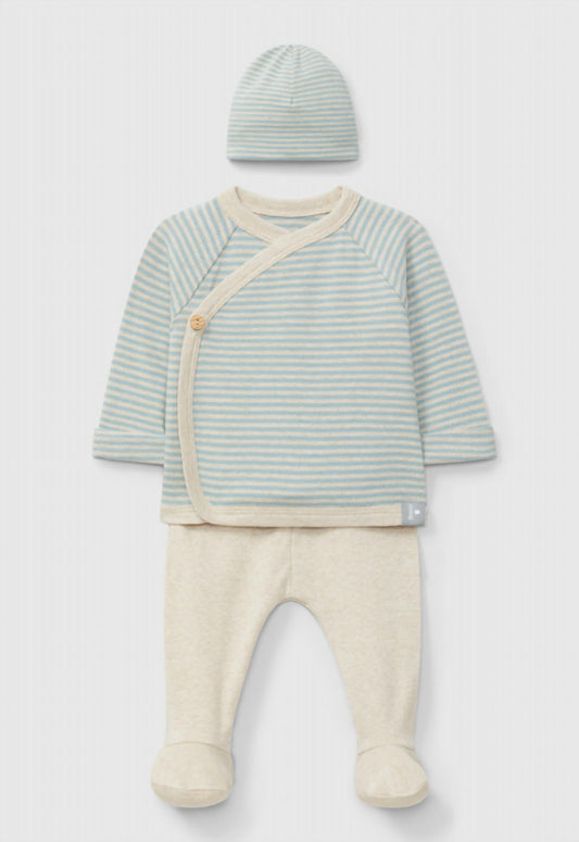 Kid's Long Sleeve Komono With Footie Legging And Hat Set