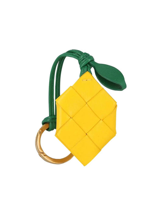 Unisex Lemon Leather Keyring