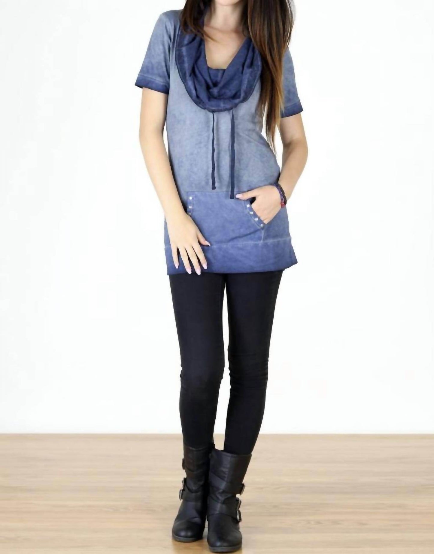 Tough Luv - Cotton Short Sleeve Cowl Neck Tunic Top - Rack Hunt