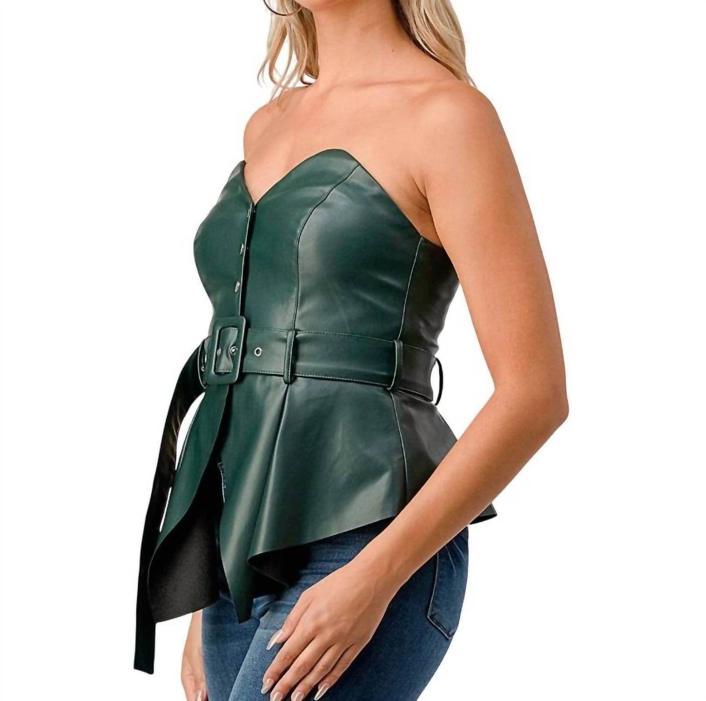 Evenuel - Vegan Leather Peplum Top - Rack Hunt
