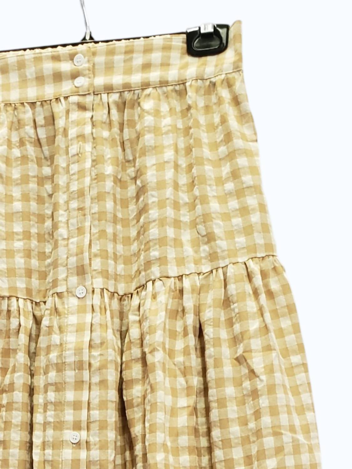 Women's Front Button Checked Skirt