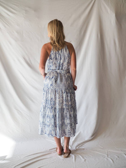Textured Halter Midi Dress