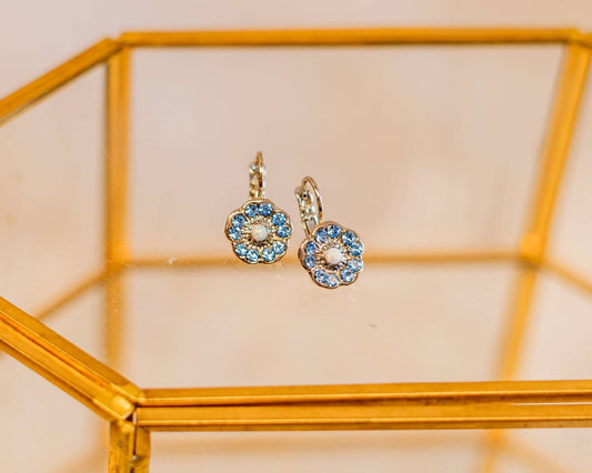 Women's Dainty Floral Zircon Synthetic Opal Earrings