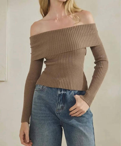 Off Shoulder Back Bow Sweater