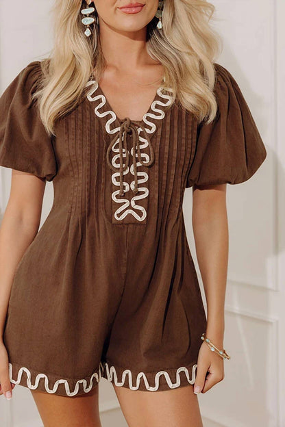 Blake Puff Sleeve Pintuck Romper