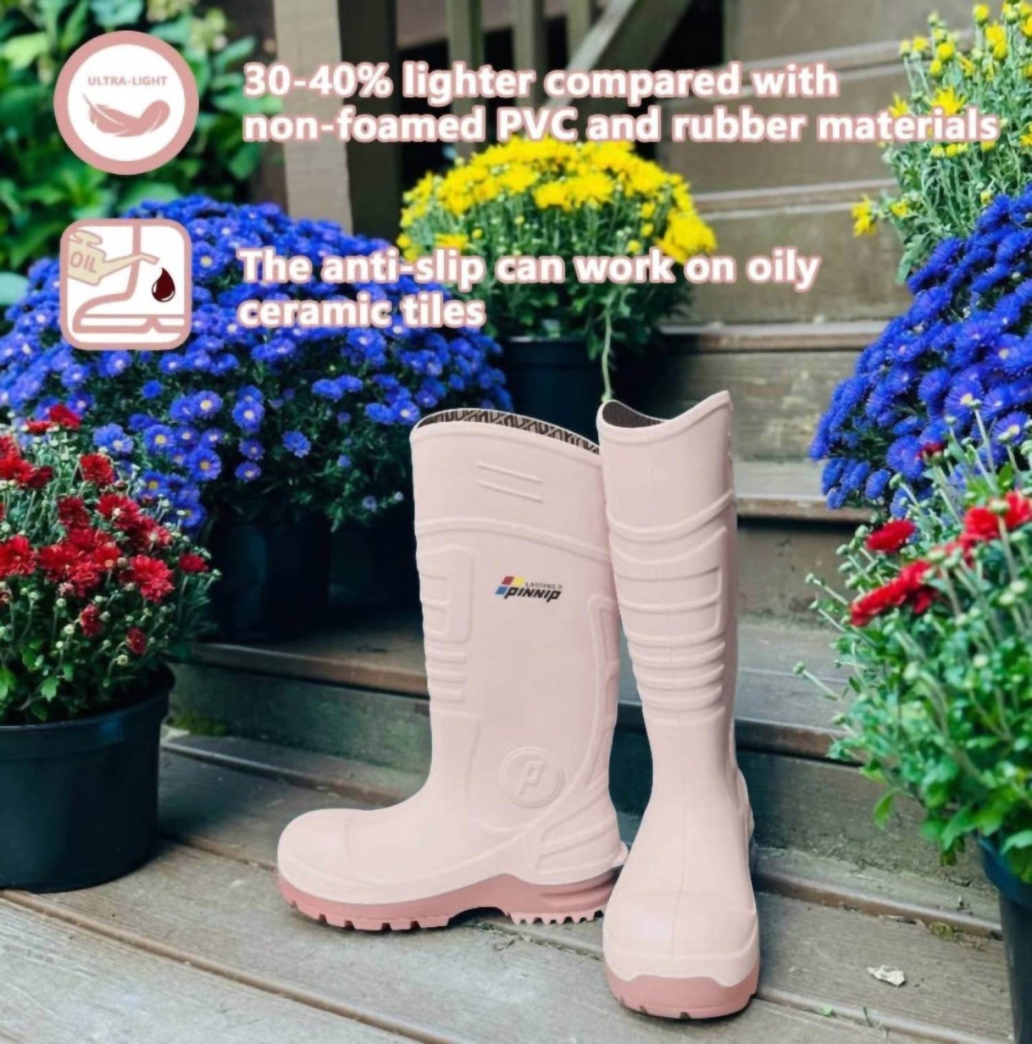 Pinnip - Women's Csa Approved Waterproof Pu Steel Toe Rubber Safety Boots - Rack Hunt -