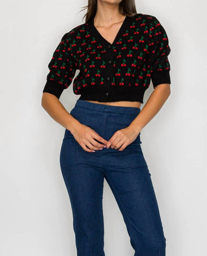 Cute As Cherry Crop Sweater