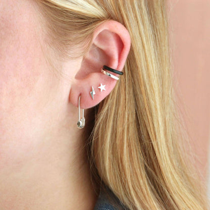 Women's Safety Pin Hoop Earrings