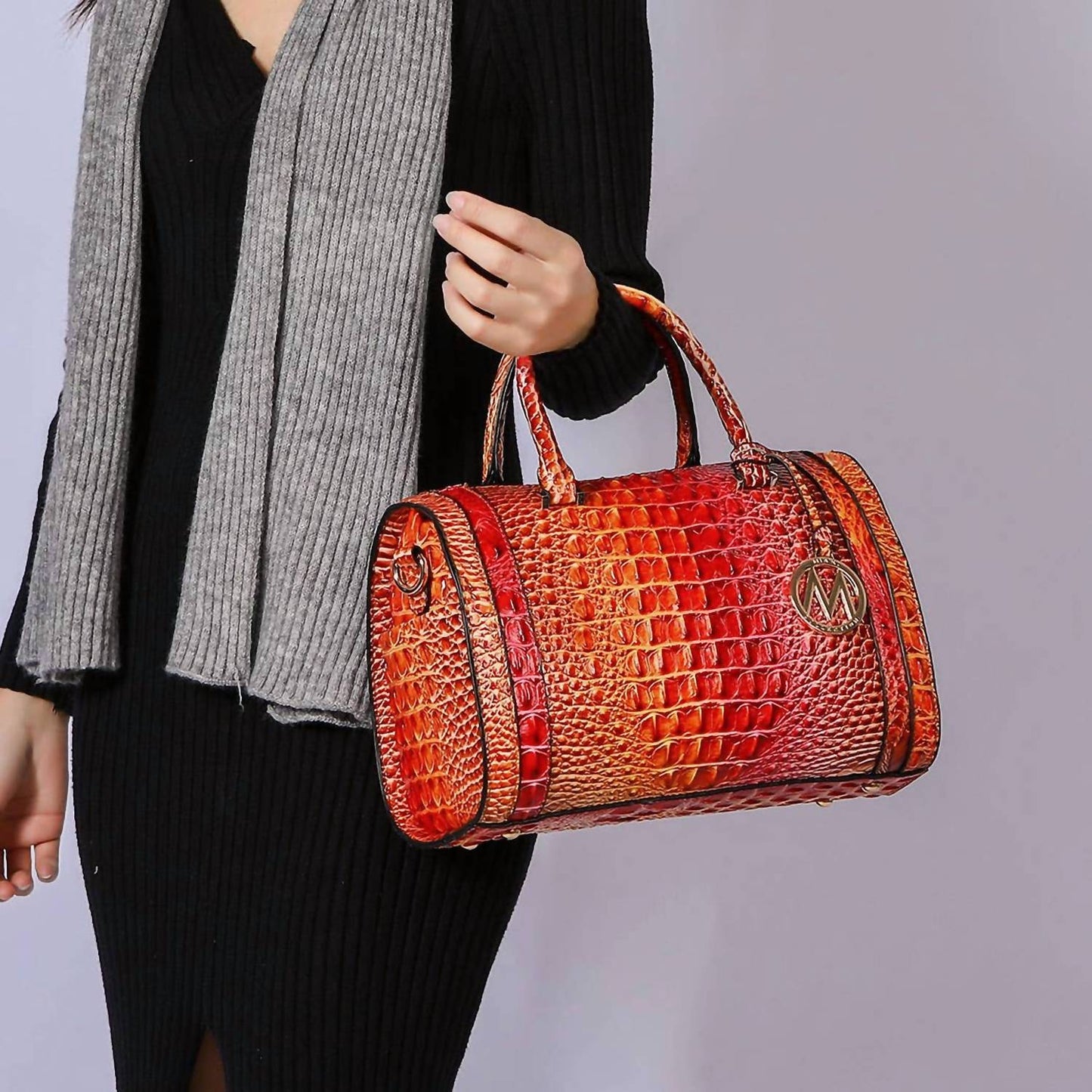 Women's Eleanor Crocodile-embossed Satchel Bag
