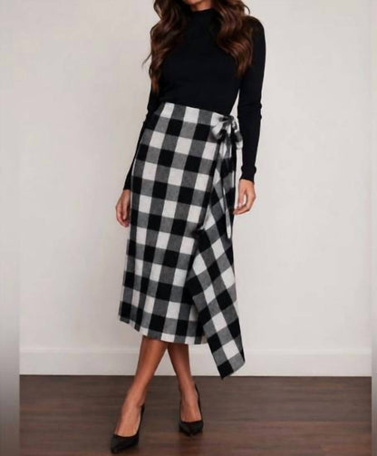 Gingham Knit Wrap Skirt