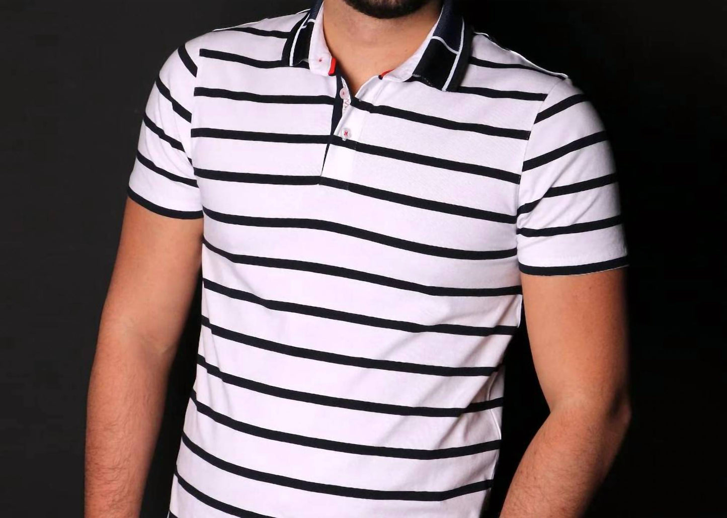 Striped Polo With Contrasting Collar
