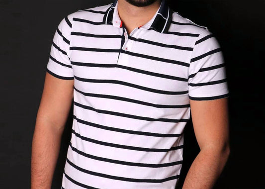 Striped Polo With Contrasting Collar