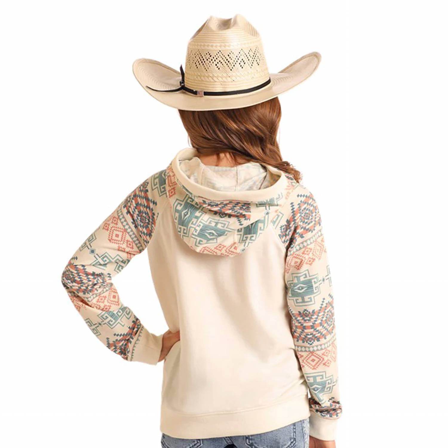 Rock & Roll Cowgirl - Girls Contrast Sleeve Hoodie - Rack Hunt