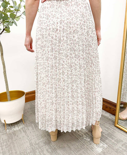 Floral Pleated Maxi Skirt