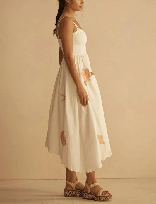 Alcio Embroidered Scallop Midi Dress