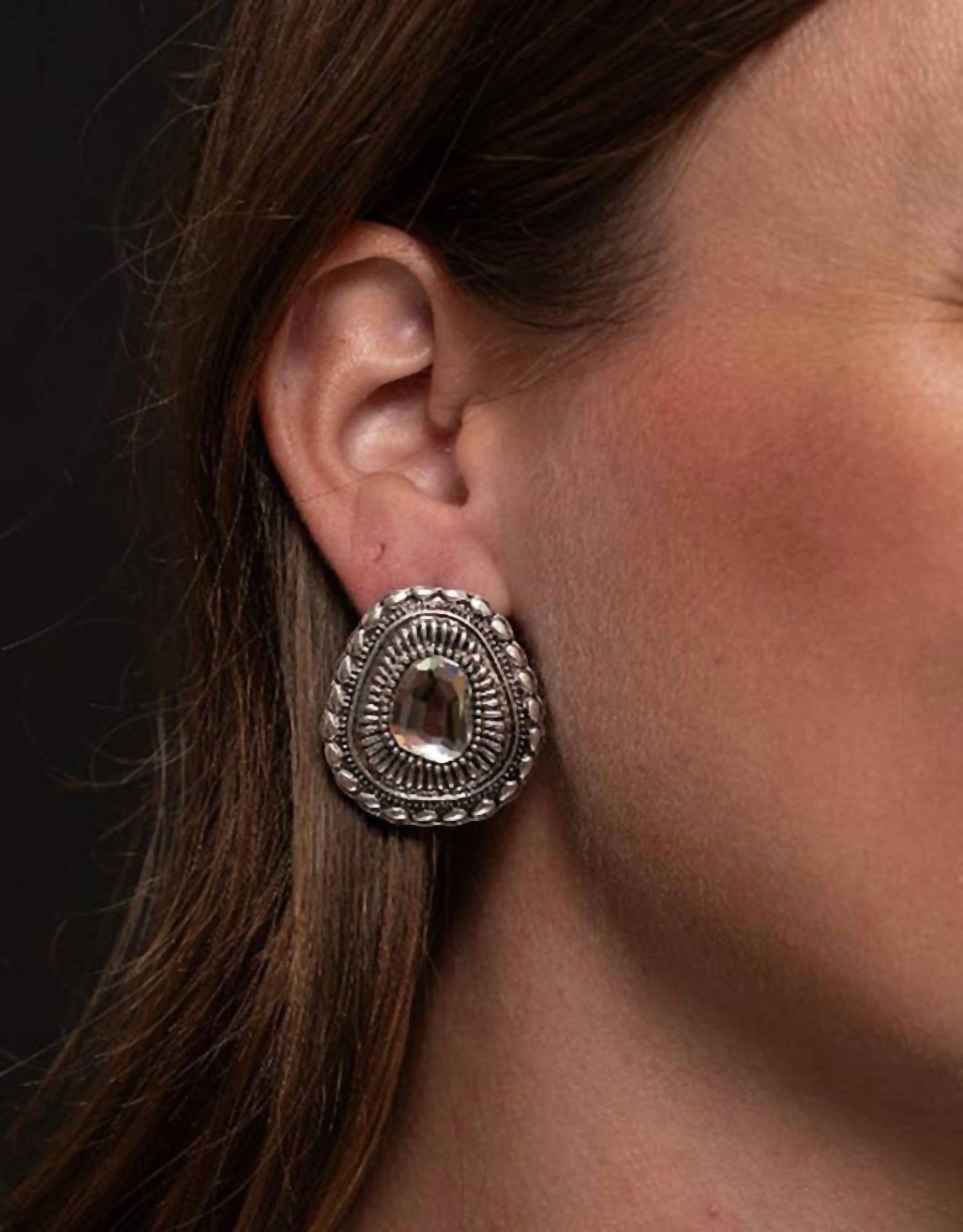 Women's Rhinestone Concho Post Earring