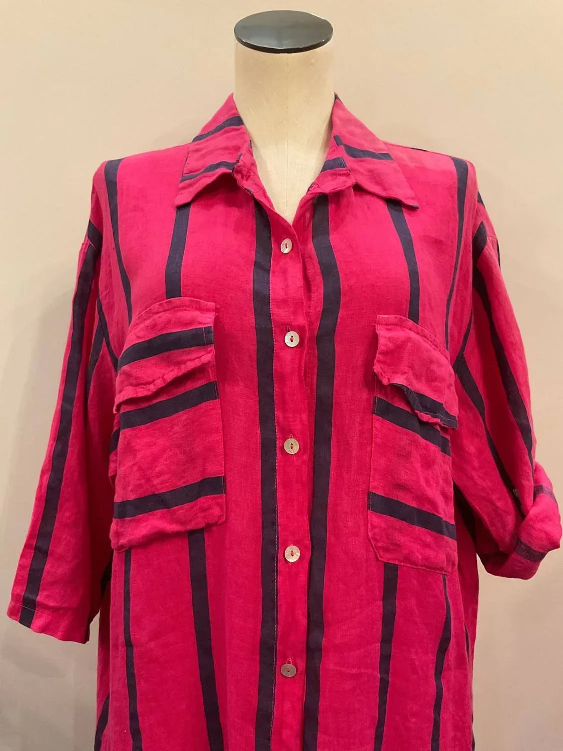 Liabella - Women's Striped Linen Dress - Rack Hunt