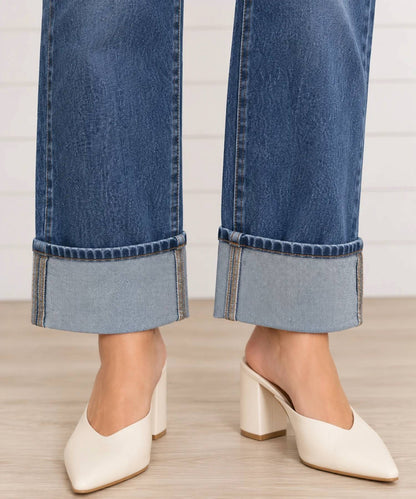 Cuffed Boyfriend Denim Jeans