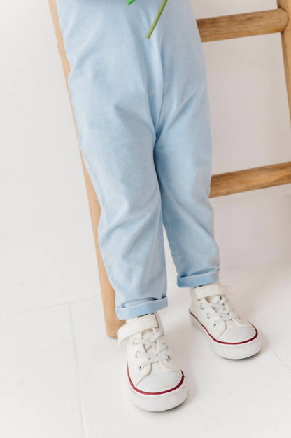Boys' Bunny Toile Distressed Overall Set